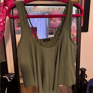 Edel Qual Olive Green Relaxed Crop Swim Tankini and high rise bottoms size XL